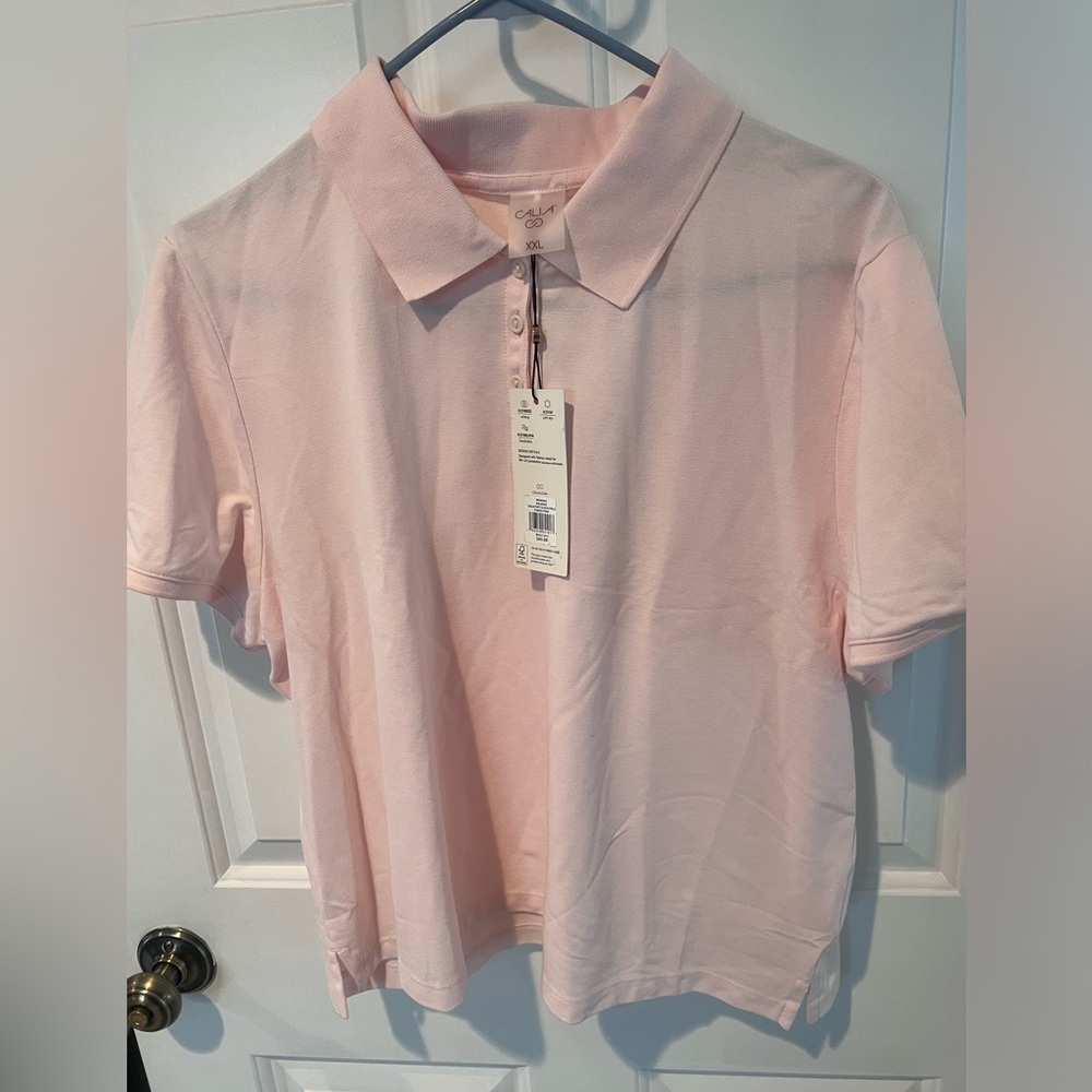Calia Puff Sleeve Polo Shirt NWT